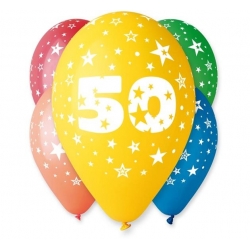 Balony z nadrukiem cyfra 50 na urodziny 30 cm